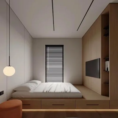 Luxury Bedroom Furniture Customized Bed Frame Extended Headboard Wooden Beds