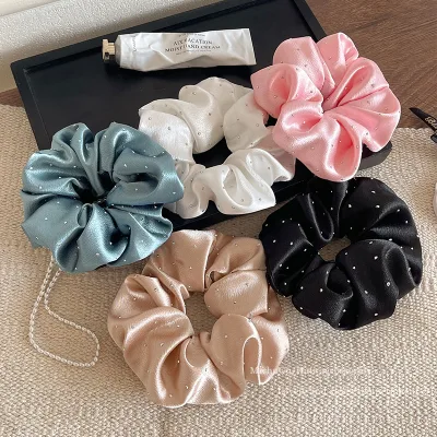 Summer Women  Hair Elastic Band Solid Large Bling Ring Elastic Hair Scrunchies Girls Hair Accessories