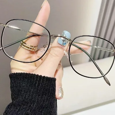7207 Retro Fashion Metal Optical Frame Eyeglasses Anti-Blue Light Personalized Color-Changed Stitching Casual Contrast Color
