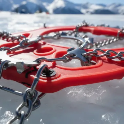 12-Tooth Ice Cleats Silicone Chain Snow Grips Stainless Steel Chains Hiking Mountain Anti-Ice Crampons for Mountain Hiking