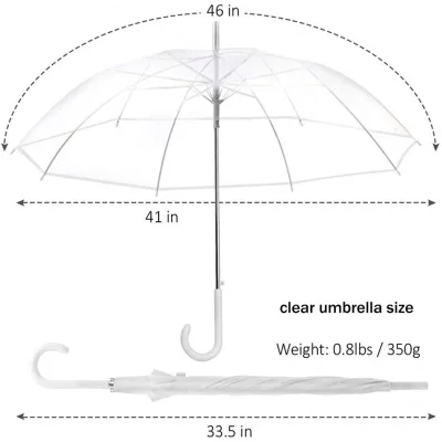 PVC Transparent Umbrella 23inch POE Straight Clear Custom Umbrella Wedding Travel Sun Rain Umbrella for Promotion Giveaways