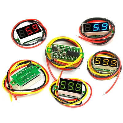 0.28 /0.36 Inch Two-Wire Three-Wire DC LED Digital Display Voltmeter 0-100V 2.5V-30V Display Meter Red Green Blue Yellow