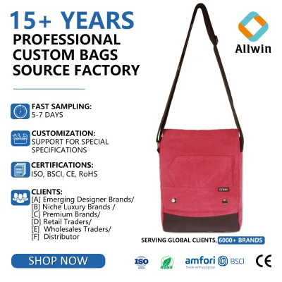 Custom Fashion Wholesale 120z Canvas Satchel Bag Durable Vintage Style Multi Pocket Shoulder Design for Men and Women