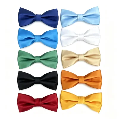 Hot Colors Solid Twill Polyester Parent-Child Bow Tie Men Women Kids Adjustable Strap Butterfly Bowtie