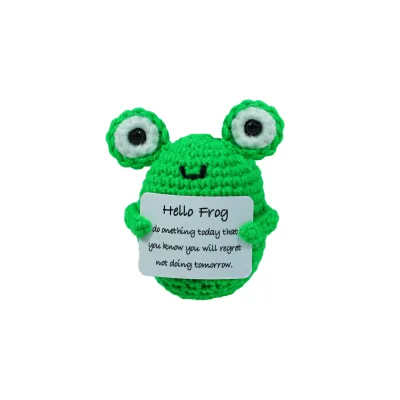 New Creative Art Deco Design Hand-Knitted Wool Crocheted Mini Hanging Ornaments Cute Big-Eyed Frog Pendant Plant Pattern