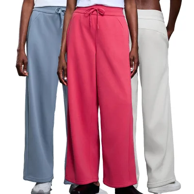 D25133 Womens Wide Leg Pants With Side Pocket High Waisted Adjustable Drawstring Joggers Loose Lounge Sweatpants Activewear