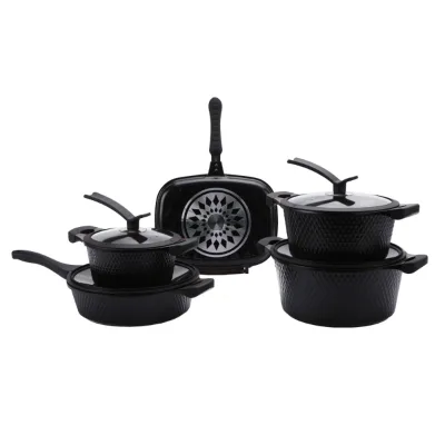 Hot Sale Even Heat Distribution Aluminum Non Stick Cookware 15PCS Grillpan and Stock Pot Set Price List