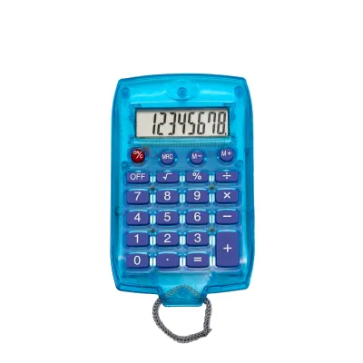 Factory Wholesale 8-digit Color Transparent Mini Pocket Calculator with Hanging Rope
