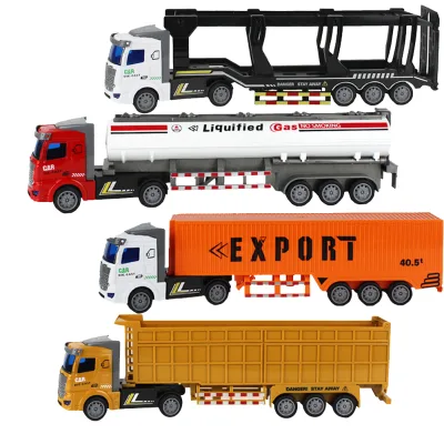 Pull Back Semi Trailer Truck Toy, 2 Cab Styles: American Long Nose Tractor & European Cabover Boys Heavy Truck Gift Toy