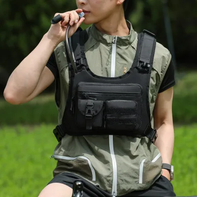 Hot Selling Nylon Vest Bag Customized Logo Multi-layer Pockets ultra Light Breathable Durable Tactical Chest Bag Men's Large