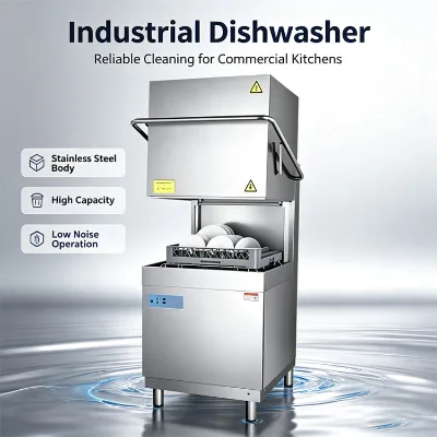 Hood Type Restaurant Dishwasher Single Tank Commercial Dish Machine for Foodservice Kitchen Equipment
