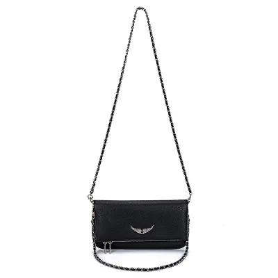 French Classic ZV Women's Small Square Design Genuine Leather Shoulder Bag Versatile Single Shoulder Crossbody Polyester Chain