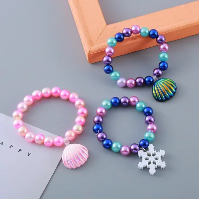 Children's bracelet manufacturer direct sales Mermaid gradient pearl bracelet cute shell snowflake children's bracelet