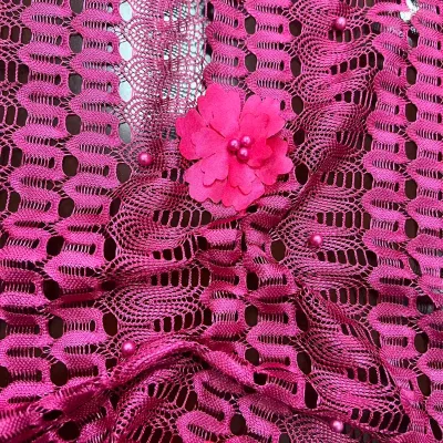New Designer 3D Pearl Lace Fabric 100% Polyester Soft Embroidery Breathable Eco-Friendly Garment Women Sleepwear Lingerie Dress