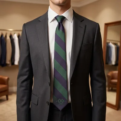 Golf Club Necktie Custom Ties Green Navy Blue Stripes Tie Polyester Classic Eco-Friendly Jacquard Weave