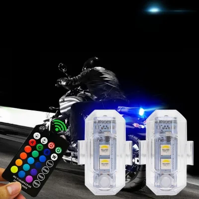 New Design Infrared Remote Control Airplane Lights Motorcycle Universal Colorful Burst Flash Warning Light