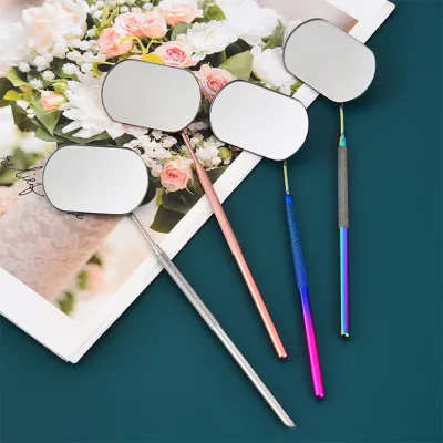 Wholesale Custom Logo Square Makeup Mirror Stainless Steel Hand Mirror with Eyelash Extension Handle for Spa & Salon No MOQ