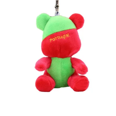 Wholesale Custom logo Portugal Spain Italy Souvenir Plush Animal Bear Toys Keychain