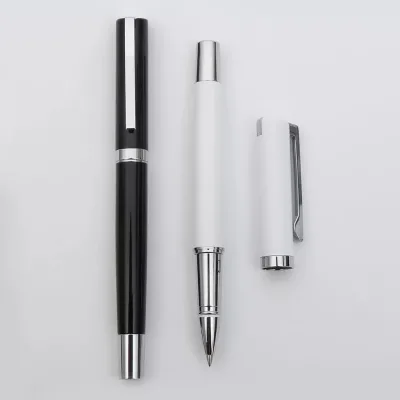 Best Seller Unique Clip Design Metal Roller Signature Pen 0.5mm Fluent Writing High Quality Luxury White Pen