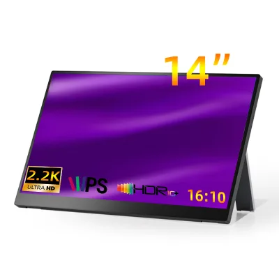 14 Inch Portable Gaming Computer Monitor 2.2K IPS 60Hz 100% SRGB Color Gamut Screen Type-C Mini for Interfaces Built-in Speaker