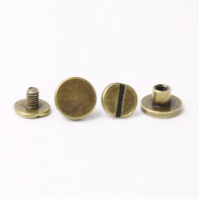 Chicago Screw Factory Directly Antique Brass Flat Head Slotted Male Female Screw