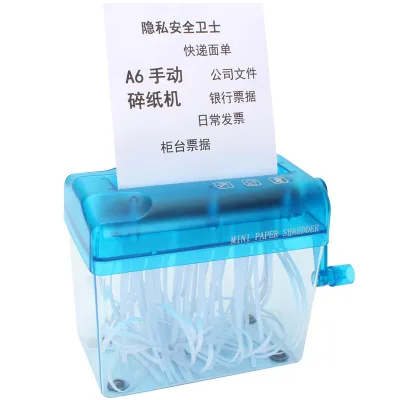 A6 Portable Manual Paper Shredder Machine Mini Handheld Desk Office & Family Use Shreds Paper Clippings