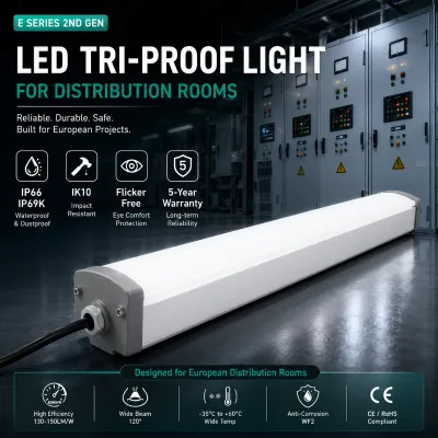Emergency Ready LED Vapor Tight Luminaire with DALI 0-10V Sensor Control for Electrical Control Areas