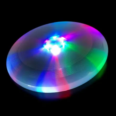 Customized Promotional Outdoor Flying Disc Launcher Toy with LED Lights Plastic Silk Screen Printed