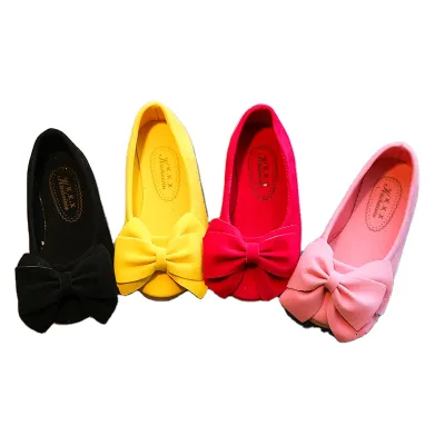 Fashion New Solid Color Bow Princess Shoes for Girls Trendy Single Shoes Cute Comfortable Durable One Step Shoes