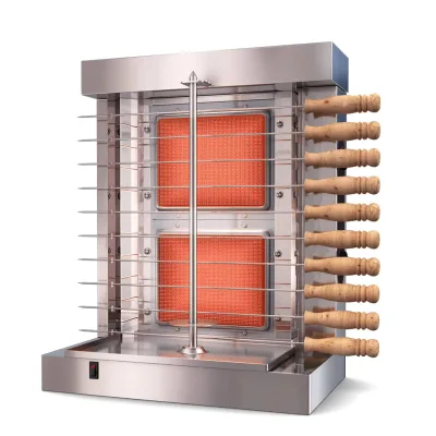 220v LPG Gas Heating Stainless Steel 10 Kebab Skewers Doner Shawarna Burner Grill Griddle Lamb Roaster