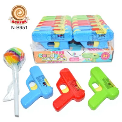 Funny Mini Stretch Toy Gun with Halal Sweet Colourful Fruity Flavor Lollipop Hard Candy Plastic Promotional