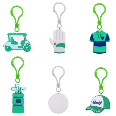 Wholesale DM Brand Cartoon Golf PVC Carabiner Key Chains Promotional Charms Gift Durable Soft Bag Decoration Waterproof UV