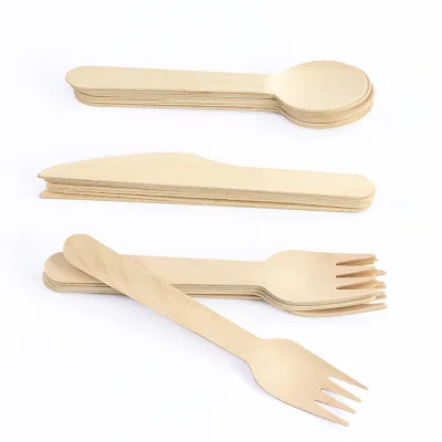 100% Birch Wood Disposable Knife and Fork Set for Fruit Eco-Friendly Lunch Box Accessory