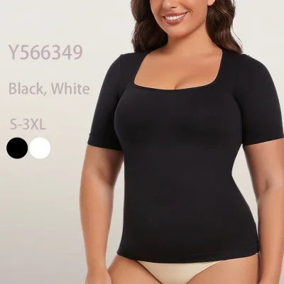 Women's Breathable Spandex Shapewear Bodysuit with Tummy Control Short Sleeves Daily Use