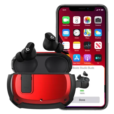 For Beats Studio Buds 2021 Case Shockproof Earphone Protector Shell Cover Case for Beats-Studio Buds With Hook Keychain