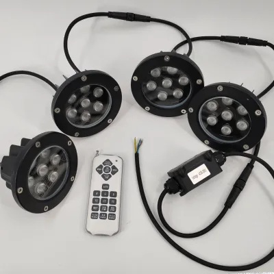 LED Submersible Waterproof IP65 RGB Color-Changing Fountain Lights Aluminum Alloy Construction for Ponds Courtyards Landscaping