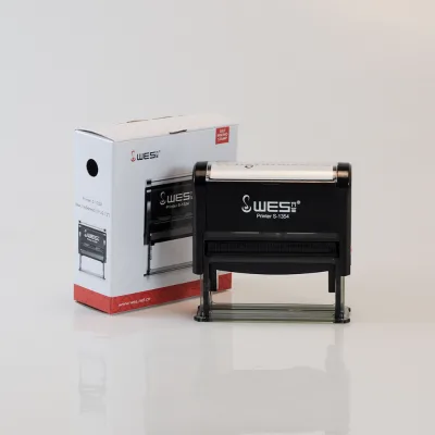 WES Stamp 13x54mm Standard Return Ink Office Stamp with Quick Change Rubber Plate and Plastic Handle