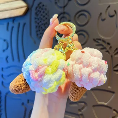2026 Sweet Tube Stuffed Toy Couple Bag Pendant Small Gift Wholesale Plush Colorful Ice Cream Keychain