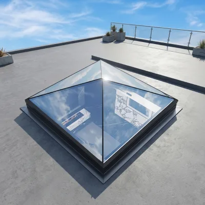 Energy Efficient Trapezoid Roof Folding Skylight Window Aluminum Alloy Frame CE Certified for Commercial Architecture