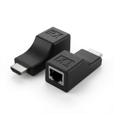 RJ45 Extender, 30 / 60 Meter RJ45 to HDTV Signal Amplifier Transmitter & Receiver