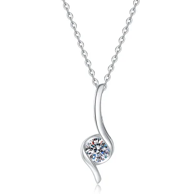 S925 Sterling Silver Moissanite Pendant Necklace Luxury Korean Ins Wind D Color Cross-Border to Europe United States Wholesale
