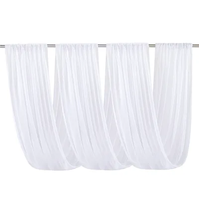 Annie AL-CPs28 Adjustable Curtain Pipe Wedding Decoration Drapes 6 Panels White Chiffon Ceiling Elegant Luxury Fancy
