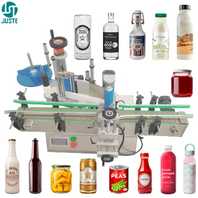 Desktop Label Applicator Self Adhesive Roll Film Automatic Sticker Labeling Machine for PET Big Round Mineral Water Bottle Spice