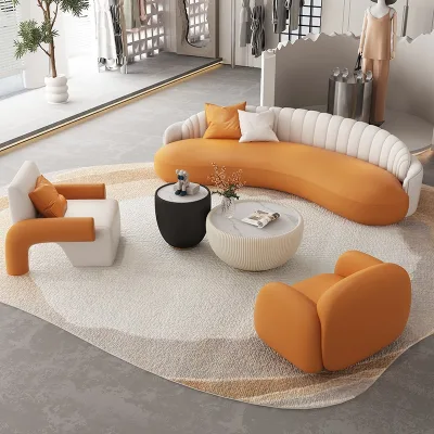 Modern Luxury Curved Sofa Set for Office Reception Hotel Lobby or Villa Front Desk-for Reception Room or Rest Area