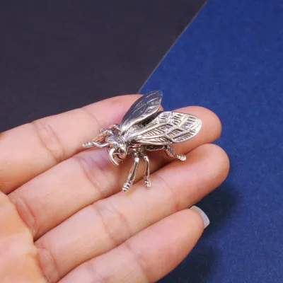 Brass Insect Statue Brass Insect Ornament with Genuine Silver Plating