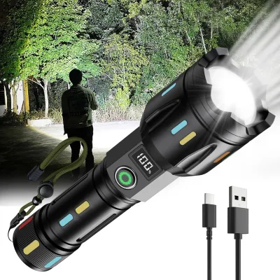 1200-5000 Lumen Flashlight Hand LED Torch Flash Light Outdoor 1200 Lumen XML T6/P50/P70 Waterproof Zoomable Flashlight
