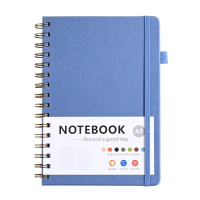 High Quality Customised Design PU Cover Notebook with Elastic Pen Holder Colorful Spiral Stationery Set for School or Office