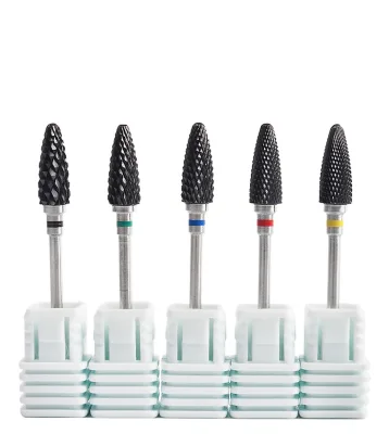 4X Black Ceramic Electric Drill Bits for Nail Art Polishing Grinding Head Tools Essential Nail Supplies