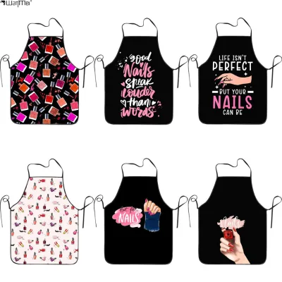 Wanmei Digital Printing Fashionable Nail Technician Work Clothe Waterproof Stain Resistant Fabric Apron Salon Barber Apron
