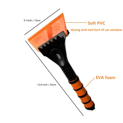 Comfortable Foam Handle Retractable Soft Snow Shovel Car Winter Hot Deicer with Colorful Rubber for Car Ice Scraper